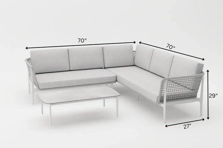 Virasat Colten Outdoor Garden Balcony Sofa Set 5 Seater and 1 Center Table Set, Braided & Rope (Grey)