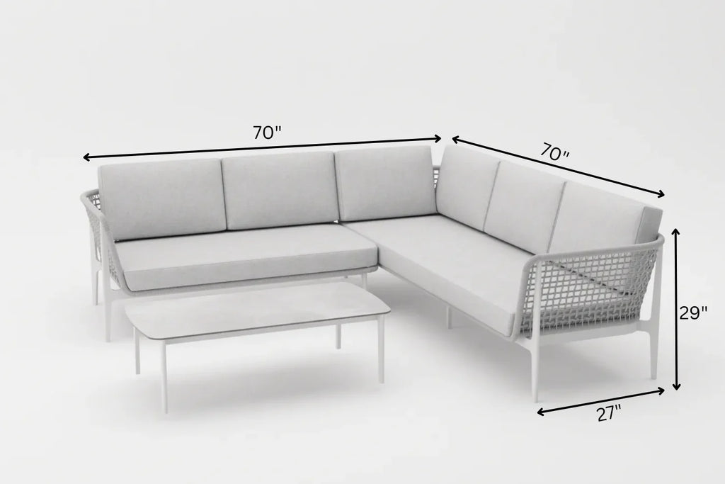 Virasat Outdoor Garden Balcony Sofa Set 5 Seater and 1 Center Table Set, Braided & Rope (Grey)-VIRASAT FURNITURE & FURNISHING