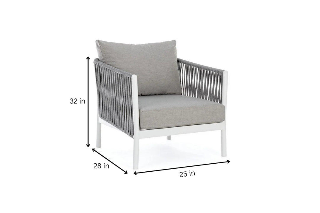 Virasat Aksu Outdoor Garden Balcony Sofa Set 3 Seater , 2 Single Seater and 1 Center Table Set, Braid & Rope (White + Grey)