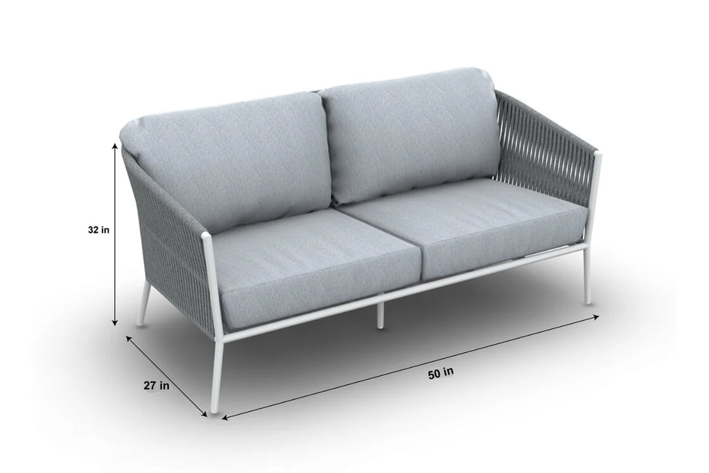 Virasat Outdoor Garden Balcony Sofa Set 2 Seater and 2 Single Seater With 2 Center Table and 1 Side Table Set, Braid & Rope (White + Grey)-VIRASAT FURNITURE & FURNISHING