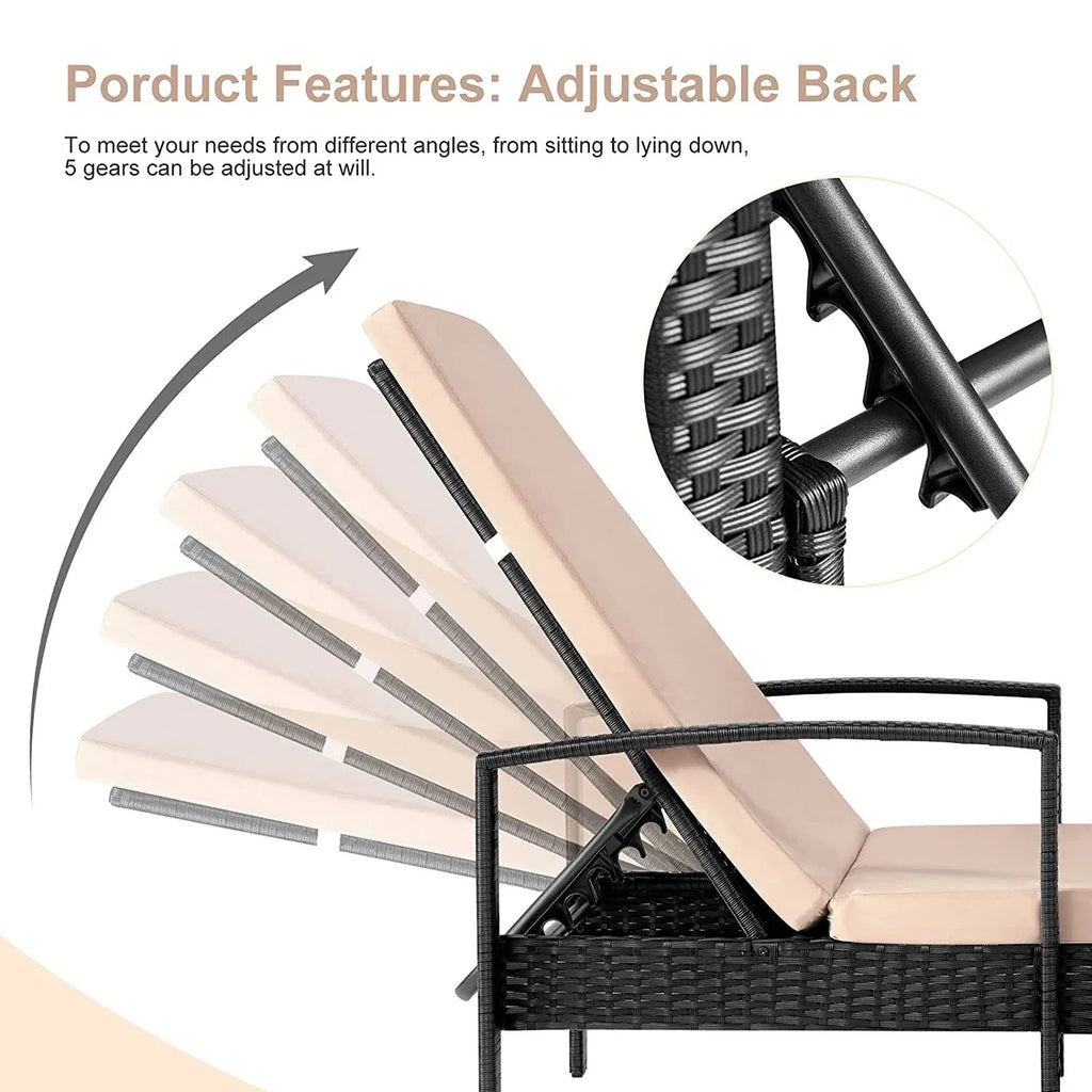 Virasat Outdoor Swimming Poolside Lounger Black-VIRASAT FURNITURE & FURNISHING