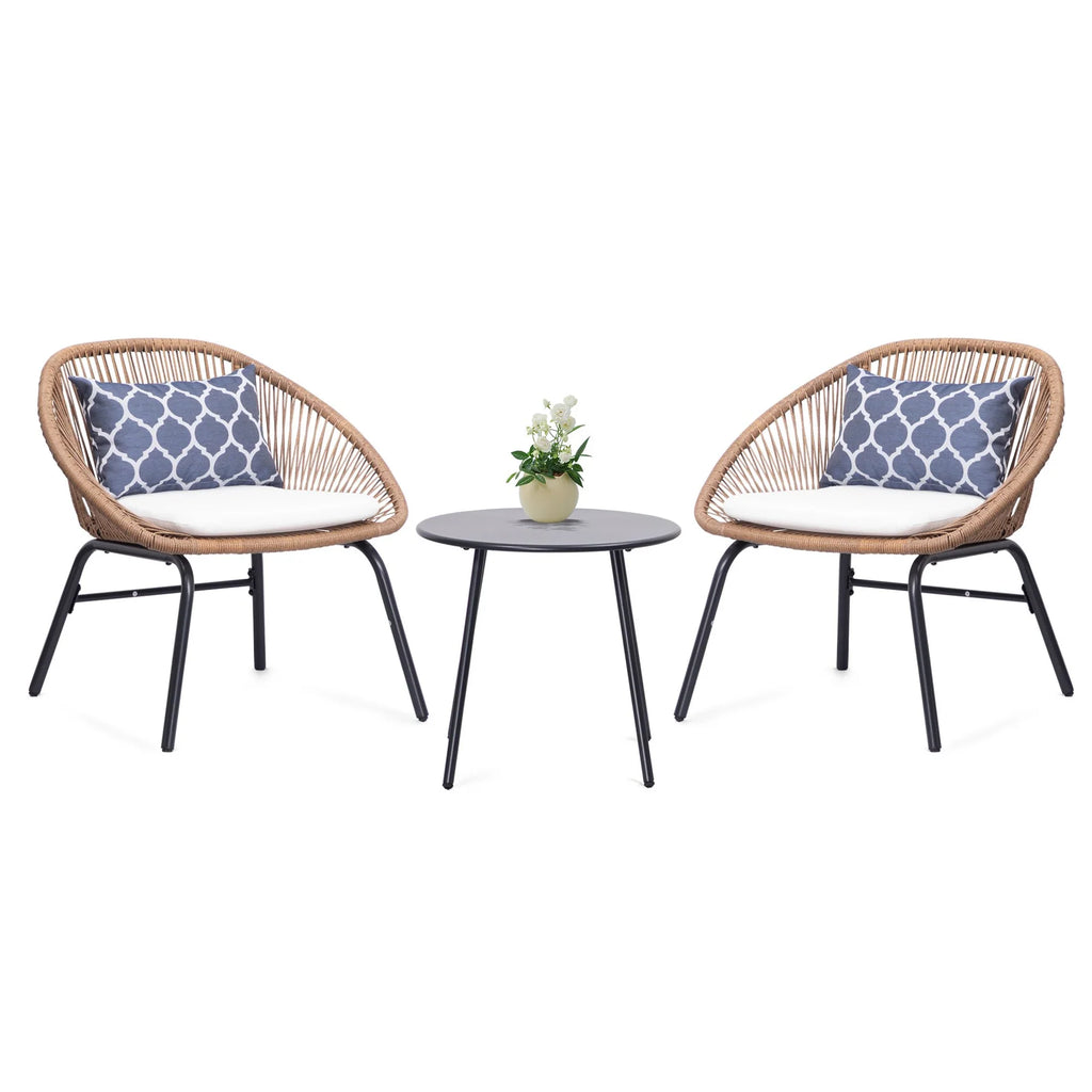 Virasat Outdoor Patio Seating Set 2 Chairs and 1 Table Set (Khaki)-VIRASAT FURNITURE & FURNISHING