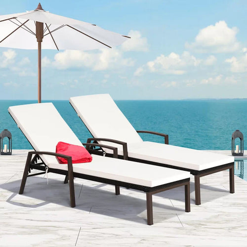 Virasat Outdoor Swimming Poolside Lounger Set of 2 Brown-VIRASAT FURNITURE & FURNISHING