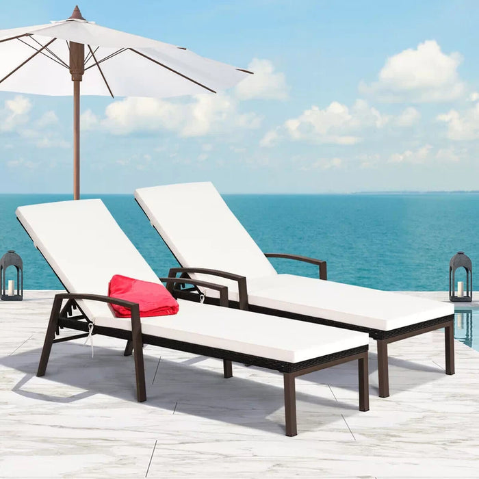 Virasat Outdoor Swimming Poolside Lounger Set of 2 Brown-VIRASAT FURNITURE & FURNISHING