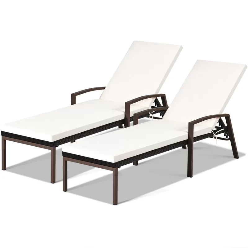 Virasat Outdoor Swimming Poolside Lounger Set of 2 Brown-VIRASAT FURNITURE & FURNISHING