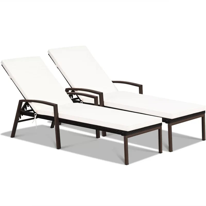 Virasat Outdoor Swimming Poolside Lounger Set of 2 Brown-VIRASAT FURNITURE & FURNISHING