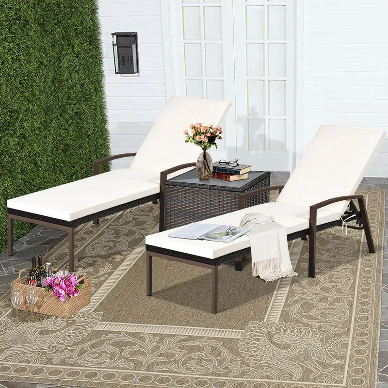 Virasat Outdoor Swimming Poolside Lounger Set of 2 Brown-VIRASAT FURNITURE & FURNISHING