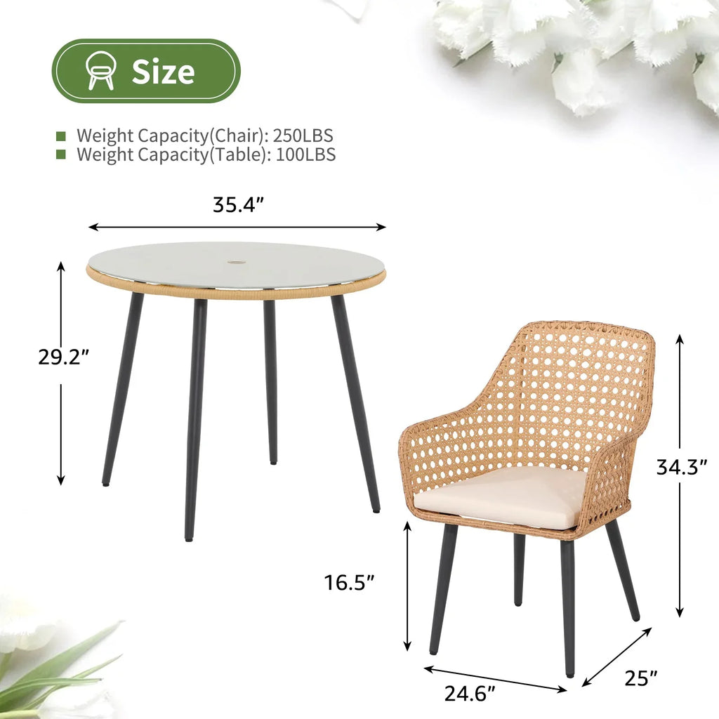 Virasat Outdoor Patio Seating Set 4 Chairs and 1 Table Set (Tan)-VIRASAT FURNITURE & FURNISHING