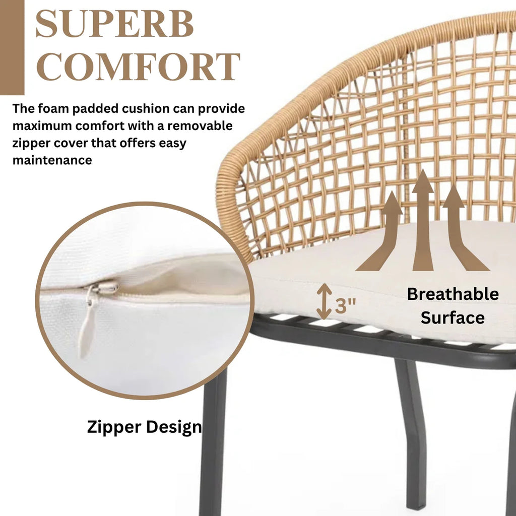VIRASAT FURNITURE 3 Piece Garden Outdoor Rope Patio Set