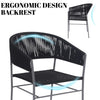 VIRASAT FURNITURE 3-Piece Black Rope Outdoor Patio Set with Cushions & Center Table