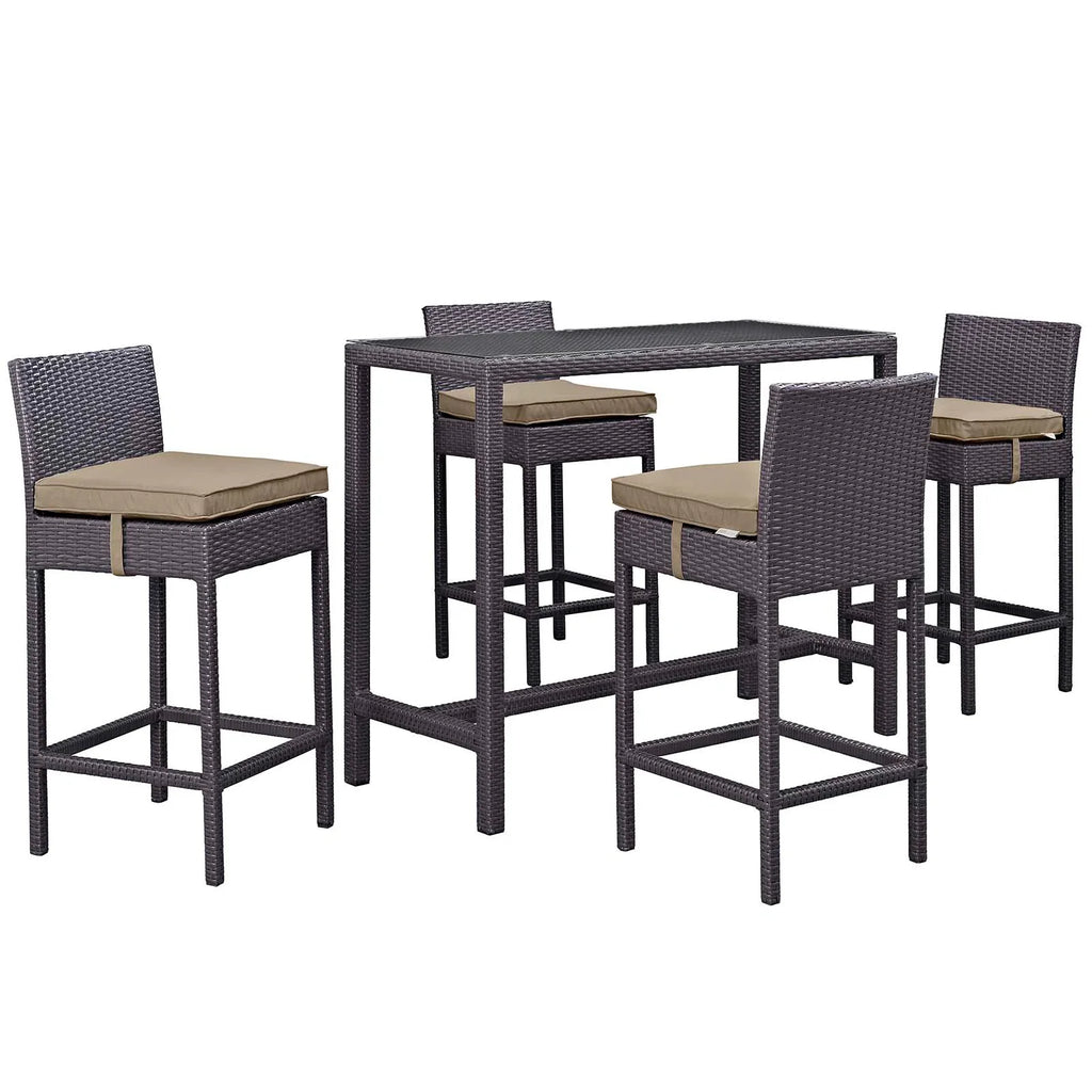 Virasat Outdoor Patio Bar Sets 4 Chairs and 1 Table (Dark Brown)-VIRASAT FURNITURE & FURNISHING