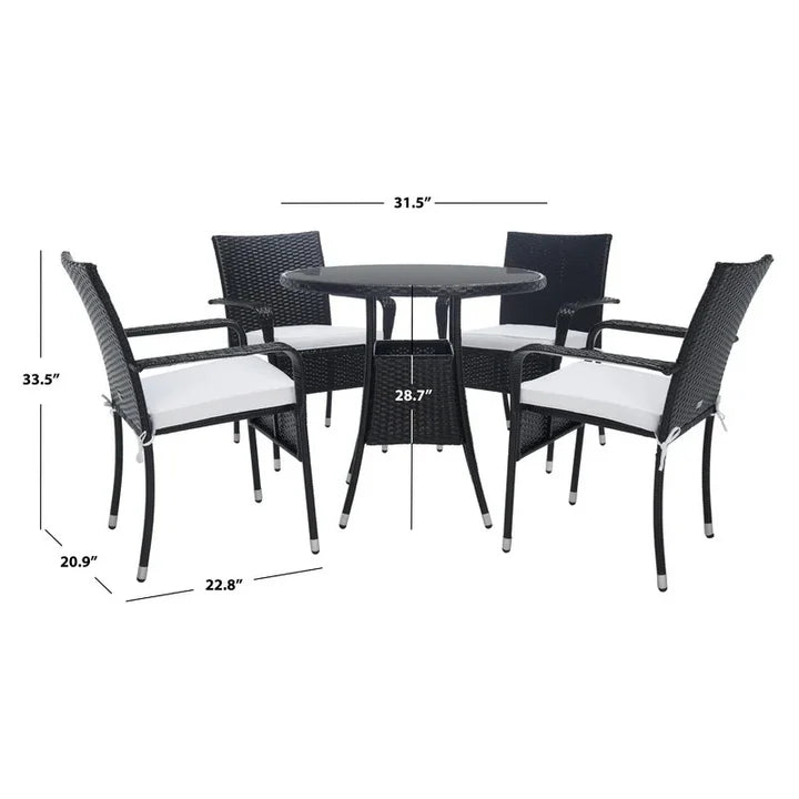 Virasat Outdoor Patio Seating Set 4 Chairs and 1 Table Set (Black)-VIRASAT FURNITURE & FURNISHING