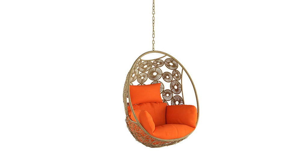 Virasat Single Seater Hanging Swing Without Stand For Balcony, Garden Swing (Honey)-VIRASAT FURNITURE & FURNISHING