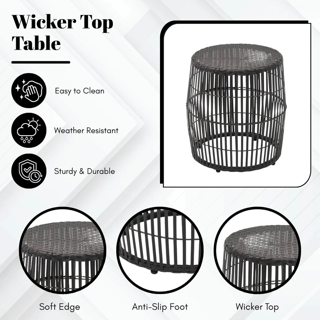 VIRASAT FURNITURE 3-Piece Outdoor Rattan Wicker Patio Set