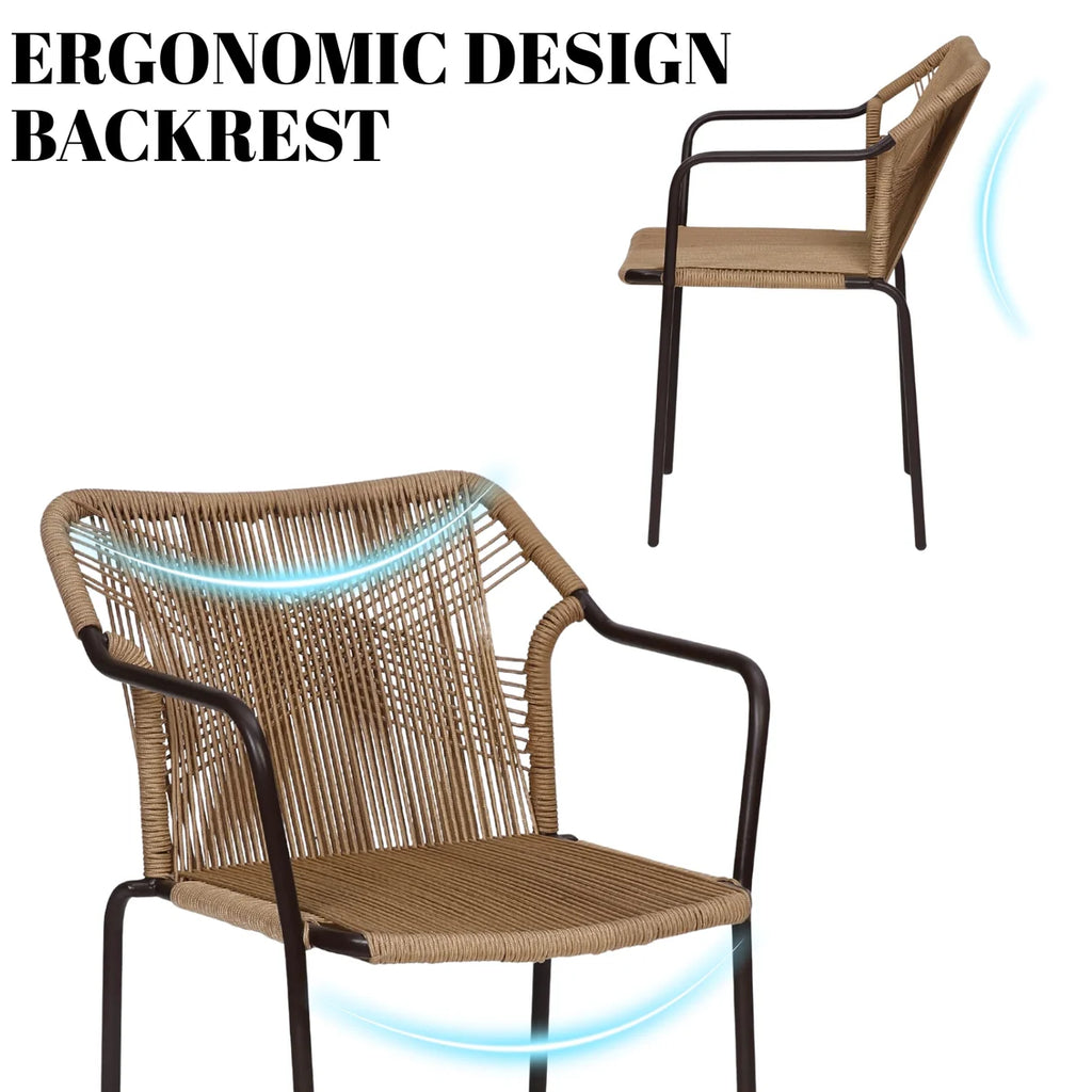 VIRASAT FURNITURE 3-Piece Outdoor Beige Rope Patio Set