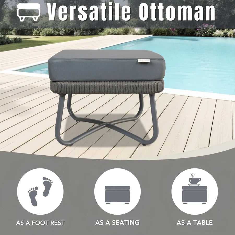 VIRASAT FURNITURE OUTDOOR ROPE 6-SEATER SOFA SET (GREY)