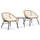 VIRASAT FURNITURE Outdoor Wicker 3-Piece Patio Set (Beige & White)