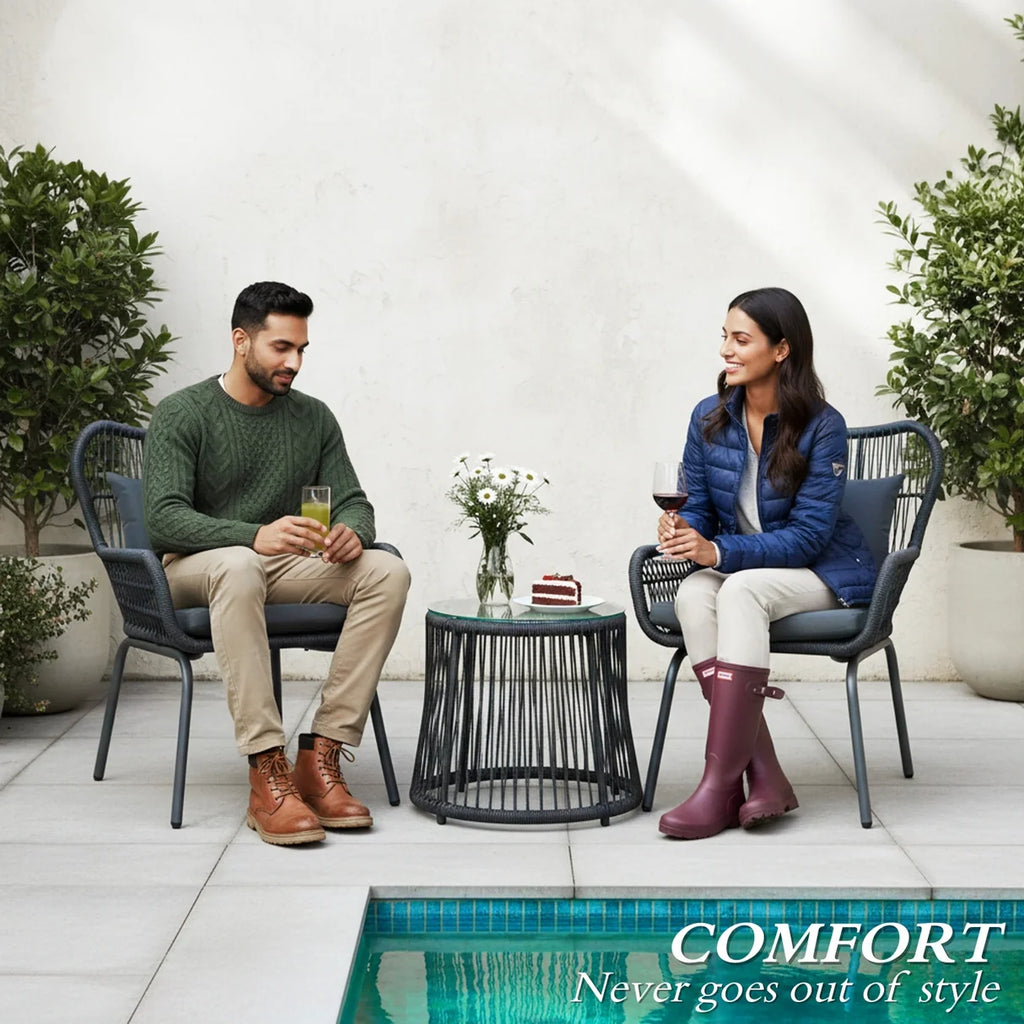 VIRASAT FURNITURE Outdoor Patio Garden 3 Piece All Weather Resistant Furniture Set