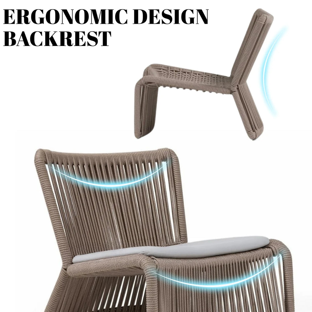 VIRASAT FURNITURE 3-Piece Outdoor Beige Rope Patio Set