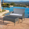 Virasat Outdoor 2 seater Sofa and 1 Center Table (Dark Grey + White)