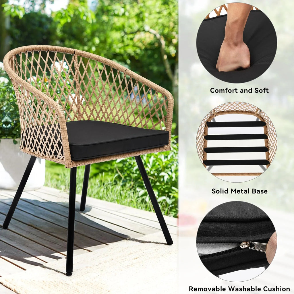 Virasat Outdoor Patio Seating Set 4 Chairs and 1 Table Set (Tan + Black)-VIRASAT FURNITURE & FURNISHING
