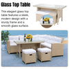 VIRASAT FURNITURE 8 SEATER L-SHAPE OUTDOOR WICKER SOFA SET 5-PIECE (BEIGE & WHITE)