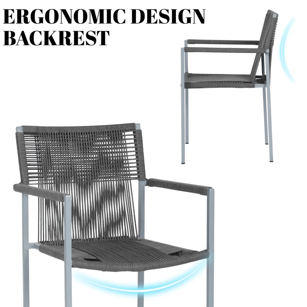 VIRASAT FURNITURE Outdoor Rope 3-Piece Patio Set (Grey)
