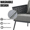 VIRASAT FURNITURE 4 PIECE OUTDOOR ROPE SOFA SET WITH WOODEN TOP TABLE (GREY)