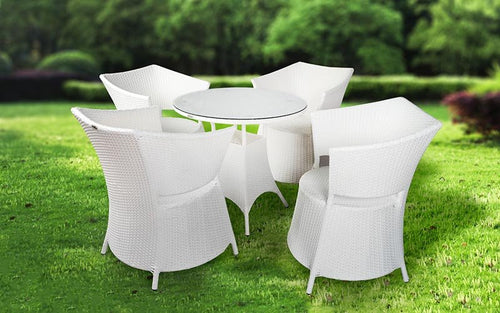 Virasat Outdoor Patio Seating Set 4 Chairs and 1 Table Set (White)-VIRASAT FURNITURE & FURNISHING