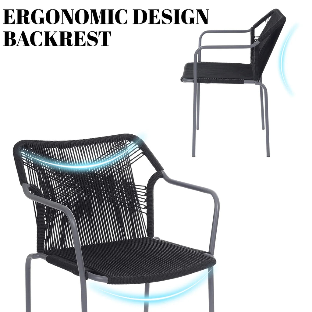 VIRASAT FURNITURE 3-Piece Outdoor Grey Rope Patio Set with Cushions & Center Table