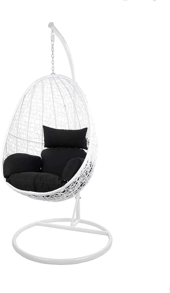 Virasat Single Seater Hanging Swing With Stand For Balcony, Garden Swing (White)-VIRASAT FURNITURE & FURNISHING