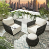 VIRASAT FURNITURE Outdoor Rope 3-Piece Patio Sofa Set (Grey & Off-White)