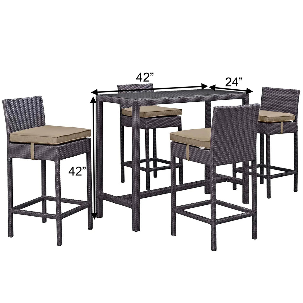 Virasat Outdoor Patio Bar Sets 4 Chairs and 1 Table (Dark Brown)-VIRASAT FURNITURE & FURNISHING