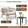 VIRASAT FURNITURE MADERA OUTDOOR PATIO SEATING SET 2 CHAIRS AND 1 TABLE SET (BEIGE) BRAIDED & ROPE