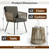 VIRASAT FURNITURE ODILA OUTDOOR PATIO SEATING SET 2 CHAIRS AND 1 TABLE SET (GREY+BROWN) BRAIDED & ROPE