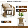 VIRASAT FURNITURE VARQO OUTDOOR PATIO SEATING SET 2 CHAIRS AND 1 TABLE SET (CREAM) BRAIDED & ROPE