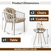 VIRASAT FURNITURE SURFER OUTDOOR PATIO SEATING SET 2 CHAIRS AND 1 TABLE SET (GREY) BRAIDED & ROPE