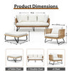 VIRASAT FURNITURE OUTDOOR ROPE SOFA SET 7-SEATER WITH 2 OTTOMANS (TAN)
