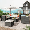 Virasat Outdoor Garden Balcony Sofa Set 6 Seater, Single Seater With 1 Ottoman and 1 Center Table Set (Brown + White)-VIRASAT FURNITURE & FURNISHING