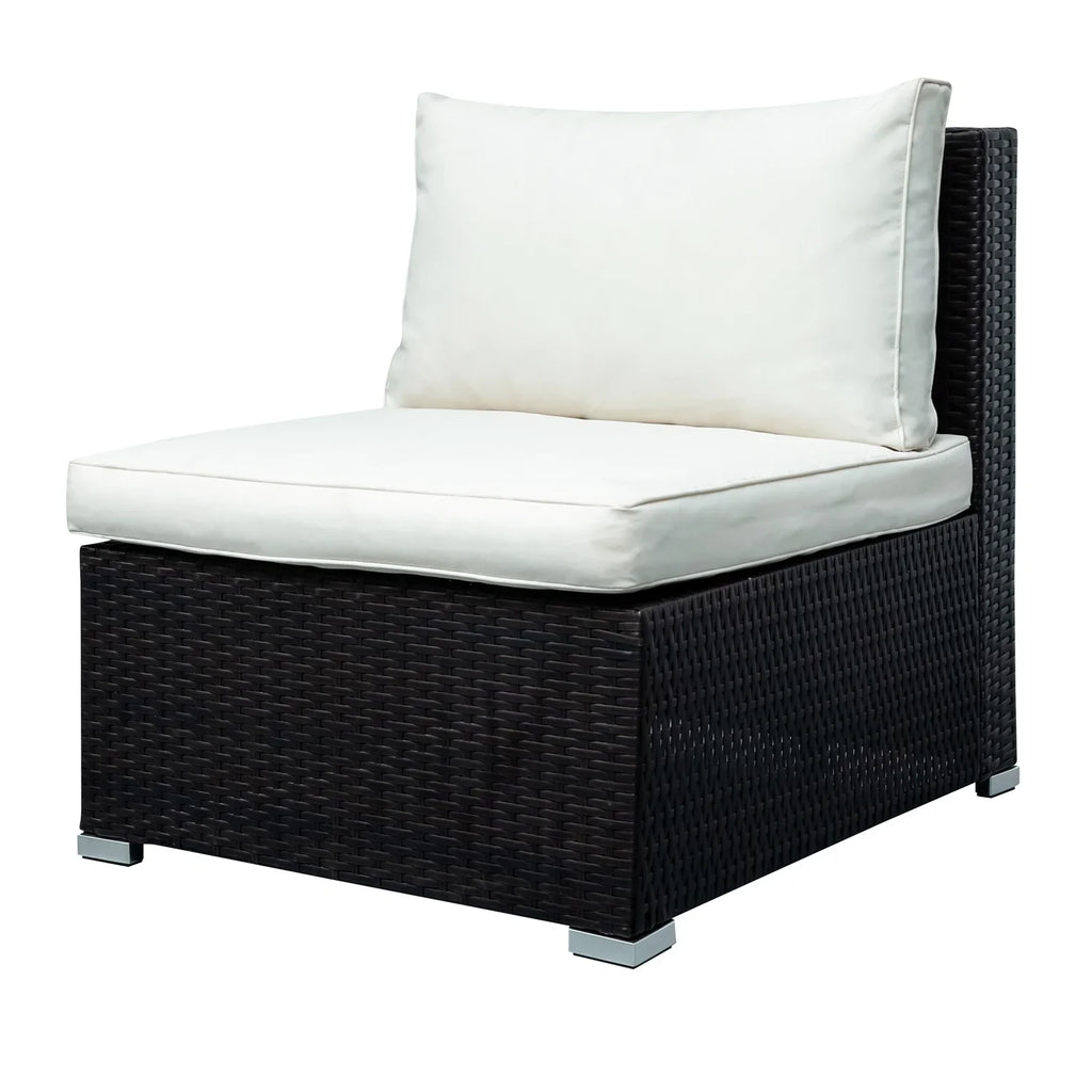 Virasat Outdoor Garden Balcony Sofa Set 5 Seater, Single seater With 1 Ottoman and 1 Center Table Set (Black + White)-VIRASAT FURNITURE & FURNISHING