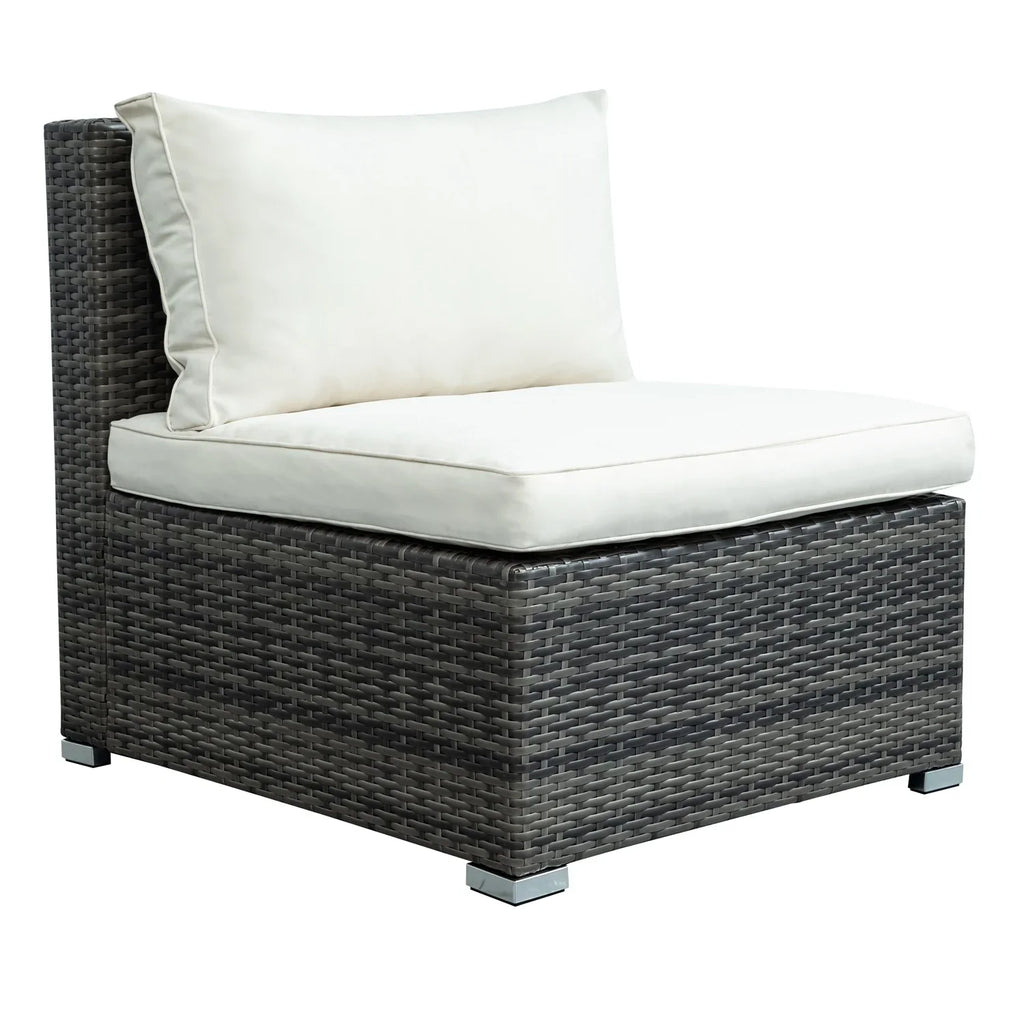 Virasat Outdoor Garden Balcony Sofa Set 6 Seater, Single Seater With 1 Ottoman and 1 Center Table Set (Brown + White)-VIRASAT FURNITURE & FURNISHING