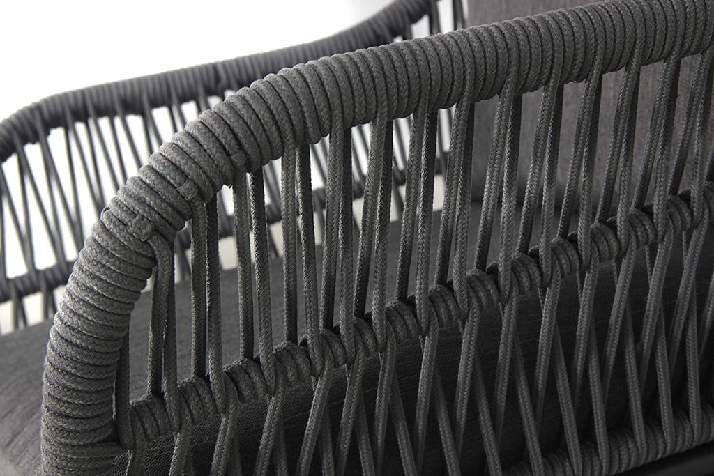 Virasat Outdoor Patio Seating Set 2 Chairs and 1 Table Set (Dark Grey) Braided & Rope-VIRASAT FURNITURE & FURNISHING