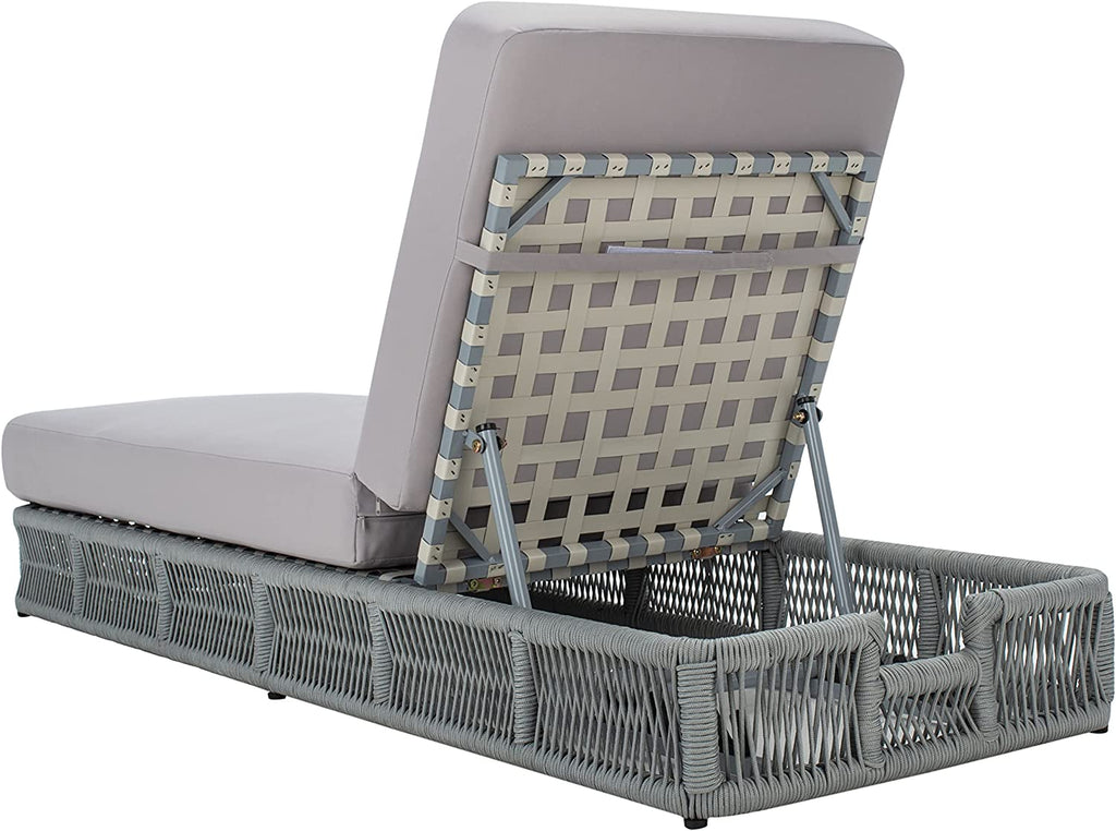 Virasat Outdoor Swimming Poolside Lounger (Grey) Braided & Rope-VIRASAT FURNITURE & FURNISHING