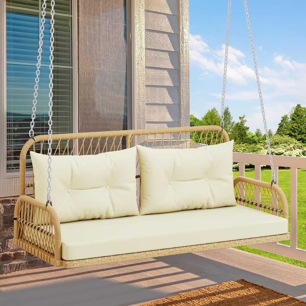 Virasat Double Seater Hanging Swing Without Stand For Balcony, Garden Swing (Honey)-VIRASAT FURNITURE & FURNISHING