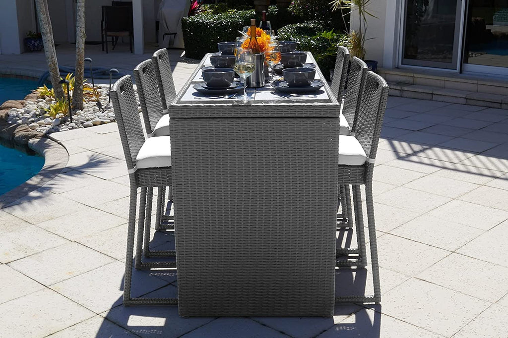 Virasat Outdoor Patio Bar Sets 6 Chairs and 1 Table (Black)-VIRASAT FURNITURE & FURNISHING