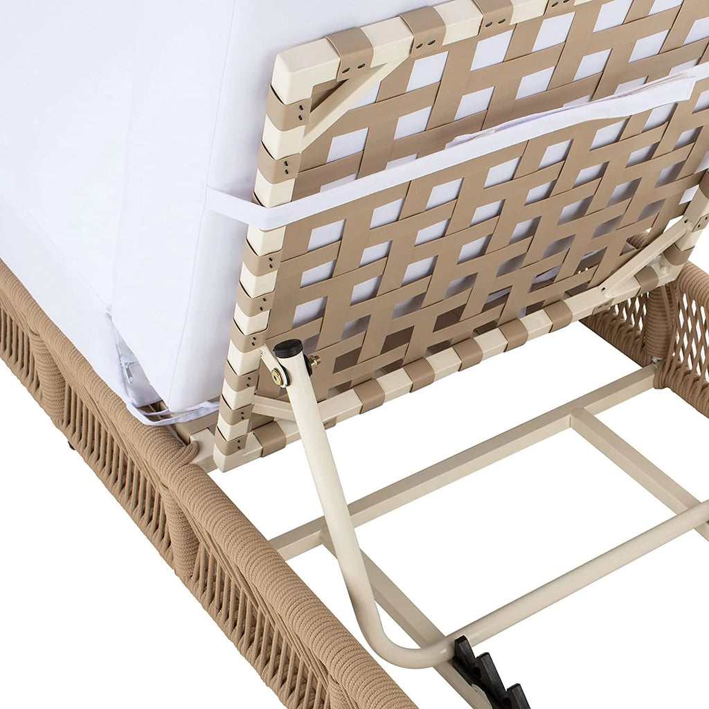 Virasat Outdoor Swimming Poolside Lounger (Tan) Braided & Rope-VIRASAT FURNITURE & FURNISHING