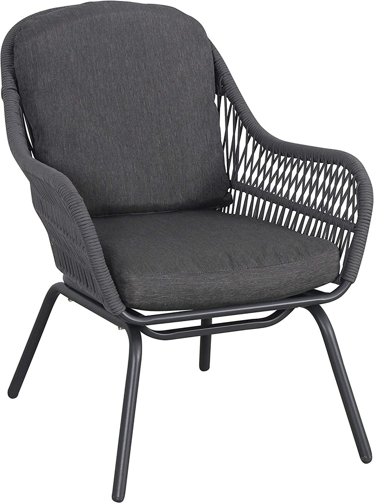 Virasat Outdoor Patio Seating Set 2 Chairs and 1 Table Set (Dark Grey) Braided & Rope-VIRASAT FURNITURE & FURNISHING