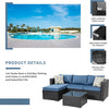 Virasat Outdoor Patio Sofa Set 3 Seater, 1 ottoman and 1 Center Table Set (Black + Navy Blue)-VIRASAT FURNITURE & FURNISHING