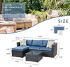 Virasat Outdoor Patio Sofa Set 3 Seater, 1 ottoman and 1 Center Table Set (Black + Navy Blue)-VIRASAT FURNITURE & FURNISHING