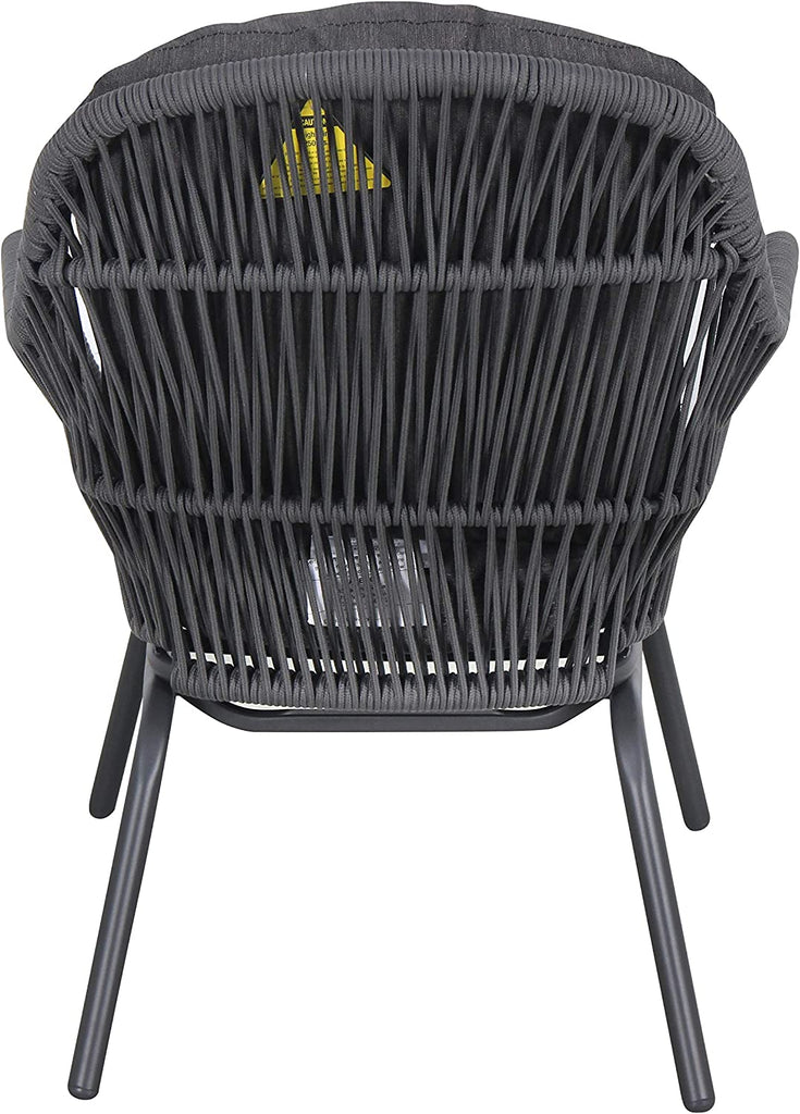 Virasat Outdoor Patio Seating Set 2 Chairs and 1 Table Set (Dark Grey) Braided & Rope-VIRASAT FURNITURE & FURNISHING
